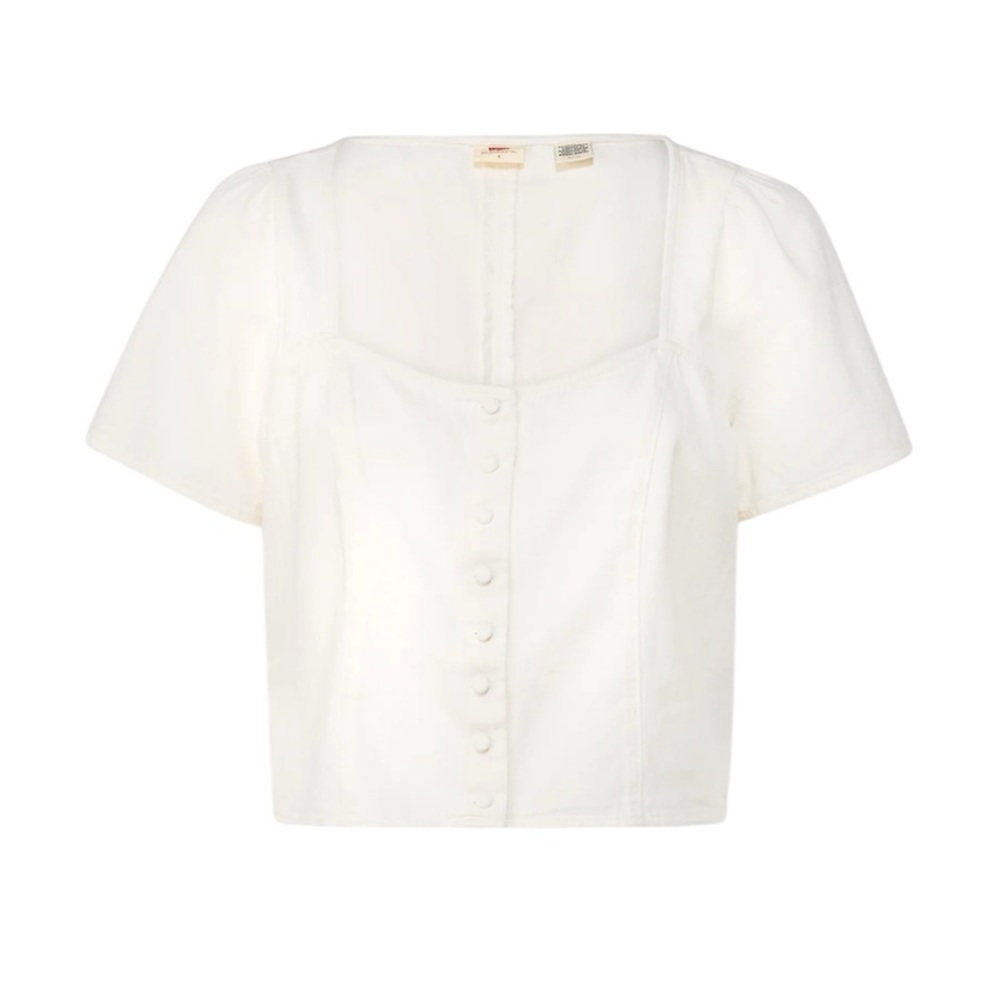 Levi’s Pascale Cropped Short Sleeve Blouse Ecru Size XL NWT